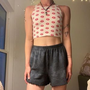 American Apparel Pink Lips Crop Tank